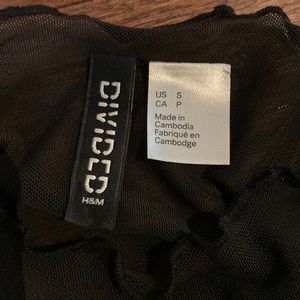 Sheer! Black long sleeve blouse with mock ruffle neck